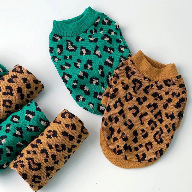 Make sure your dog is ready for cold winter weather with this stylish leopard print dog sweater! Small dogs and older dogs benefit from extra insulation during the colder months, as they have a harder time retaining body heat. A must-have for every sophisticated pooch!