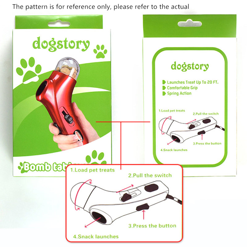 Keep your dog physically and mentally stimulated with this dog treat launcher! It is used to play fetch with your dog and reward them with a treat. Simply load with your dog's favorite small treat and start the fun! This tool provides an interactive way to play with and reward a dog and is a fun and convenient way to provide positive reinforcement during training and playtime. 