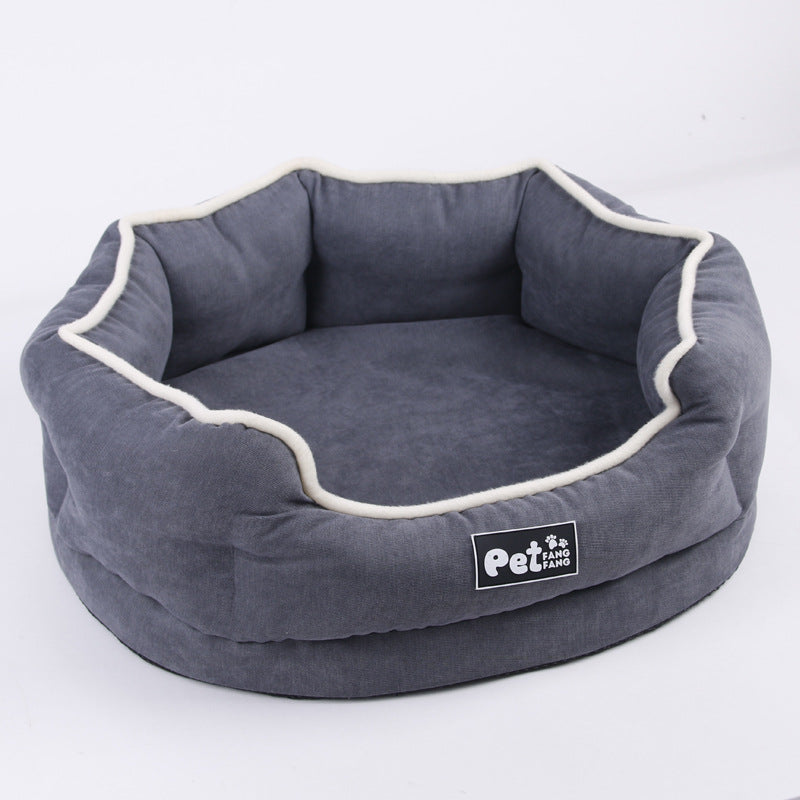 This memory foam dog bed with a removable, washable cover is a comfortable and hygienic sleeping option for dogs. The memory foam conforms to the dog's body and provides support and relieves pressure. The removable cover allows for easy cleaning and maintenance.