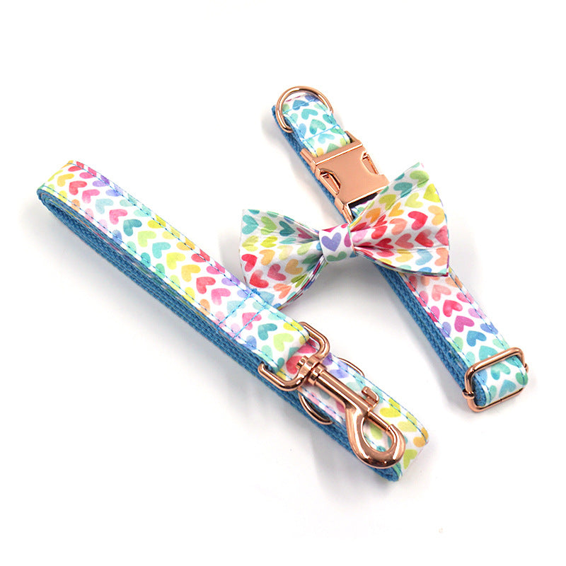 Your dog will be the leader of the pack this "Bow"dacious bow tie and leash! Keep your dog safe and under control while out on walks while maintaining a sophisticated style. This collar and leash combo comes in fun colors and is made with durable polyester.  
