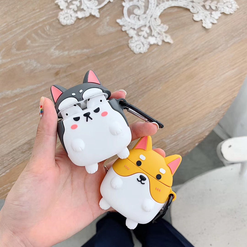 Keep your AirPods safe from scratches and dust and have maximum protection and durability with this adorable dog AirPods Case. Unique design makes your AirPods case eye-catching and easy to locate. This case come with a carabiner so it can be placed on a bag or belt for easier carrying and provides less risk of loosing them.
