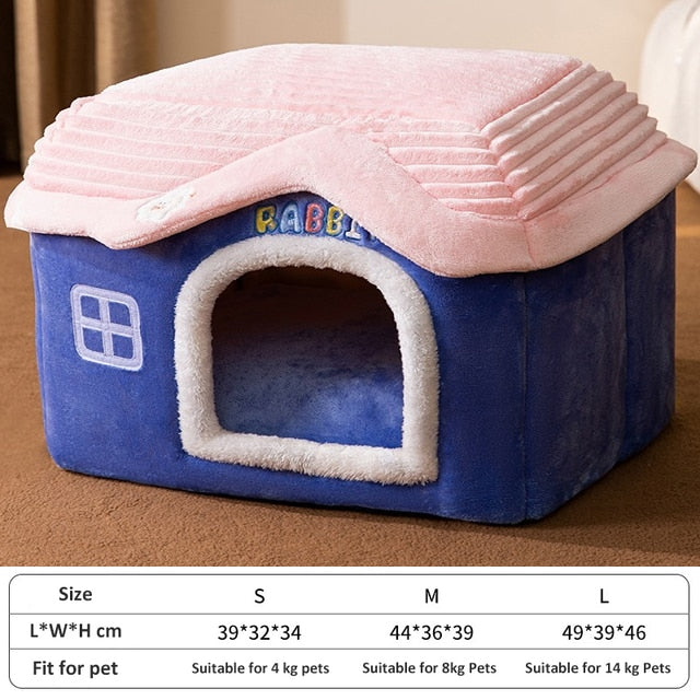 This Foldable Dog House Style Bed is an excellent choice for your dog's comfort and unique style. Versatile colors and fun patterns make this bed the perfect addition to any home. Lightweight, machine washable, and easy-to-store design makes it ideal for home or travel.